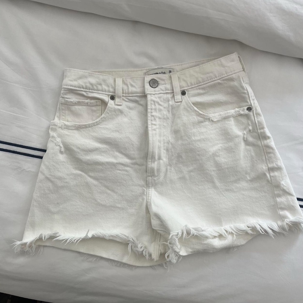 Abercrombie and Fitch Women's White High Rise Denim Shorts